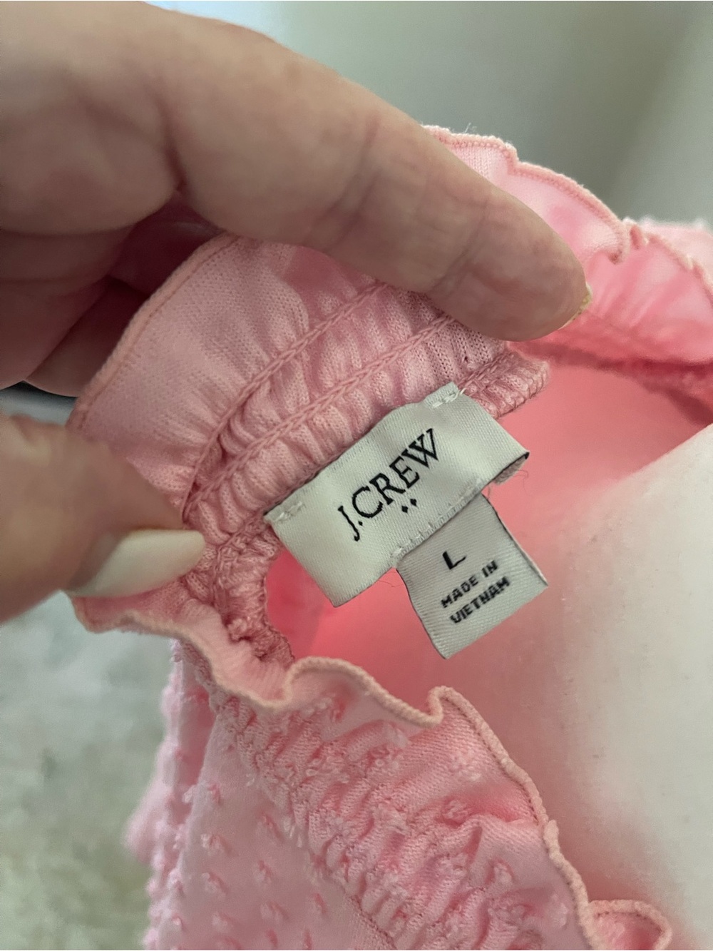 J.Crew Pink Swiss Dot Ruffle Mock Neck Camisole - Picture 4 of 9